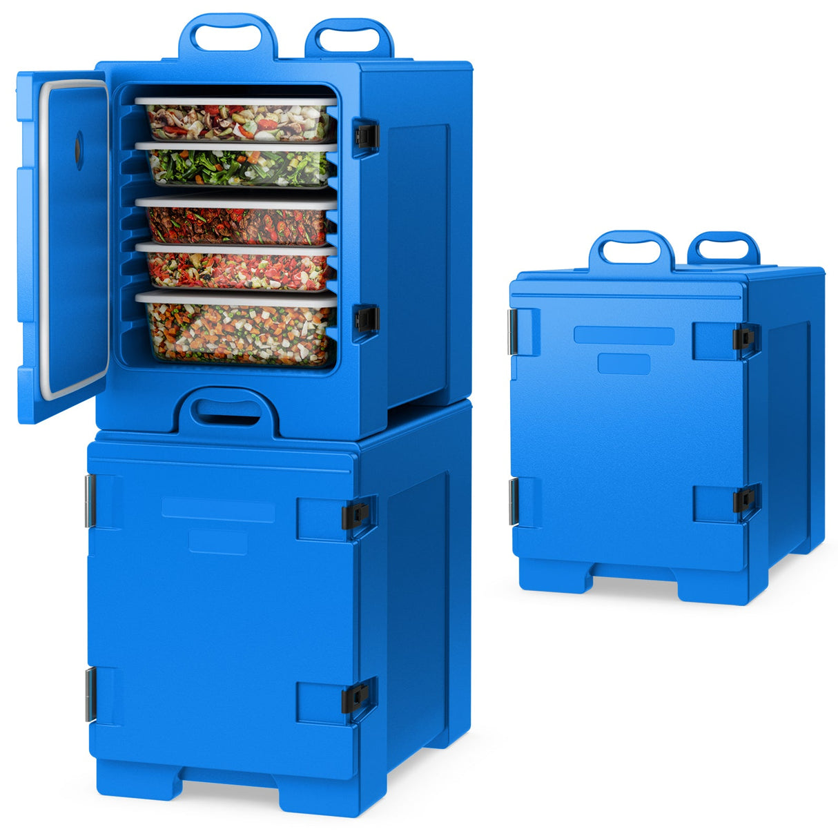 Porta-alimentos aislado de carga final con asas, capacidad de 76,5 litros