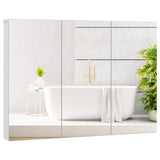 Armario de baño sin marco con espejo de pared, 3 puertas y estantes ajustables