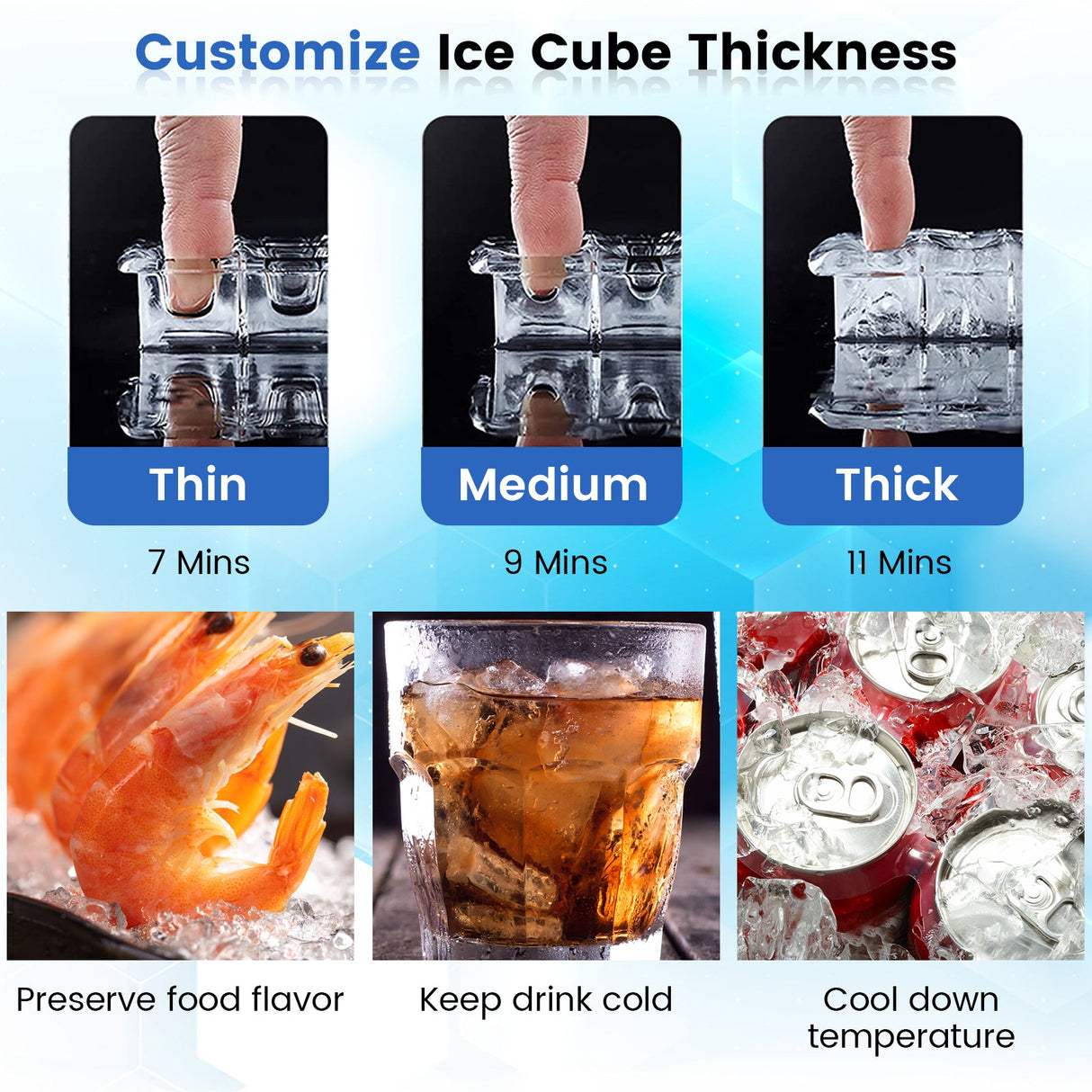Máquina de hielo bajo encimera empotrable/independiente - Plateada