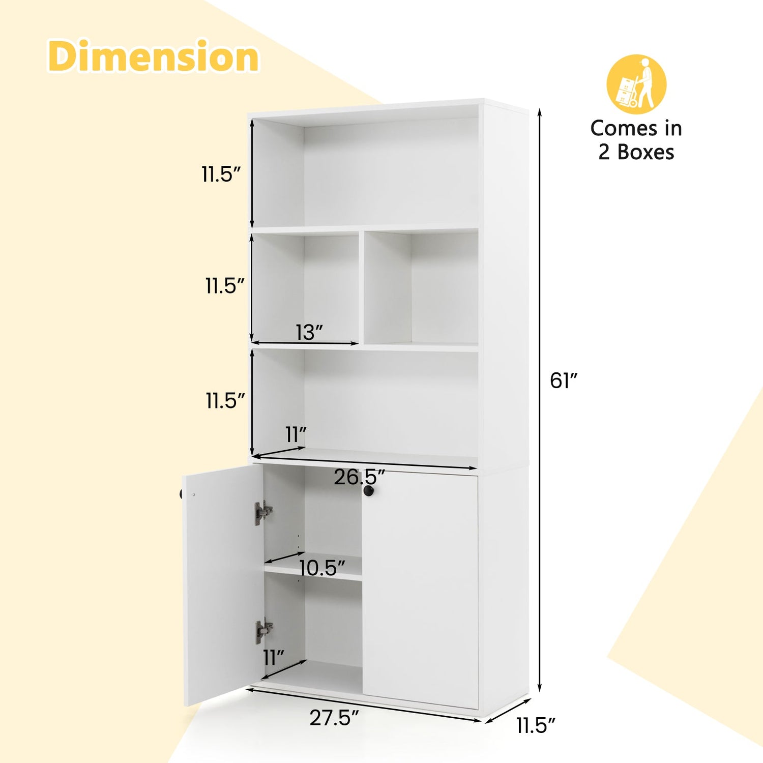 Estantería de 5 niveles independiente con cubos abiertos y estante ajustable - Blanco