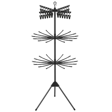 Tendedero Plegable de 3 Niveles con Trípode y 24 Pinzas - Negro