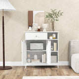 Bathroom Cabinet Floor Cabinet with Drawer and Open Compartments-White