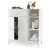 Bathroom Cabinet Floor Cabinet with Drawer and Open Compartments-White