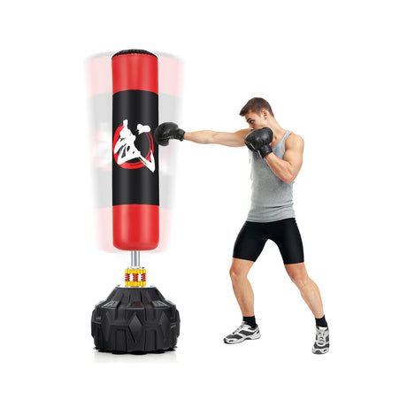 Saco de Boxeo Independiente de 70 Pulgadas con Base Rellenable, 12 Ventosas y Amortiguadores