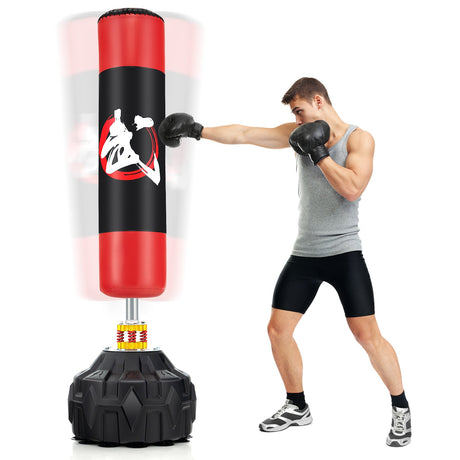 Saco de Boxeo Independiente de 70 Pulgadas con Base Rellenable, 12 Ventosas y Amortiguadores