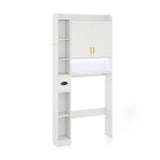 Freestanding Storage Cabinet Above Toilet with 2-Door Cabinet-White