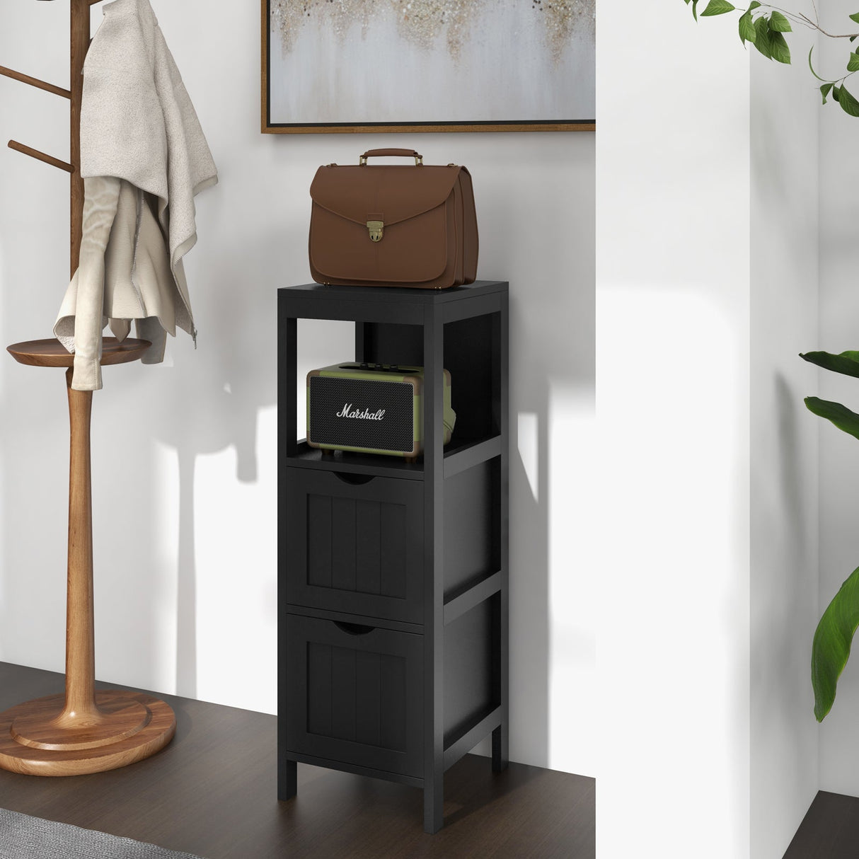 Mueble de almacenamiento independiente con 2 cajones extraíbles para baño