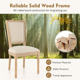 Juego de 2 sillas de comedor francesas con respaldo rectangular y estructura de madera maciza de caucho - Beige