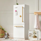 Tiny Land® Play Kitchen Accessories – Play Kitchen Fridge: Wooden Cabinet Refrigerator for Kids