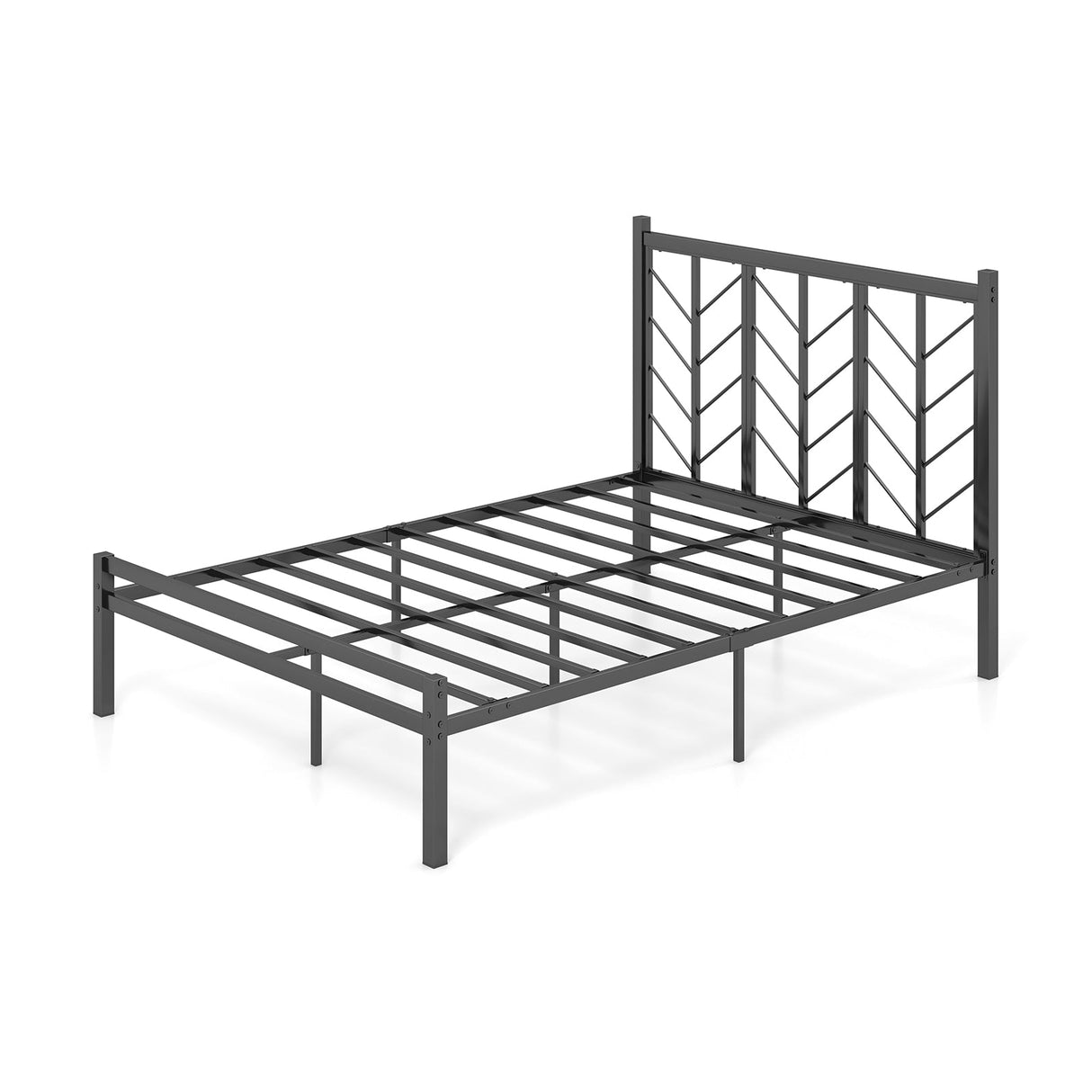 Cama de plataforma tamaño Queen con cabecero y estructura metálica