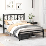Cama de plataforma tamaño Queen con cabecero y estructura metálica