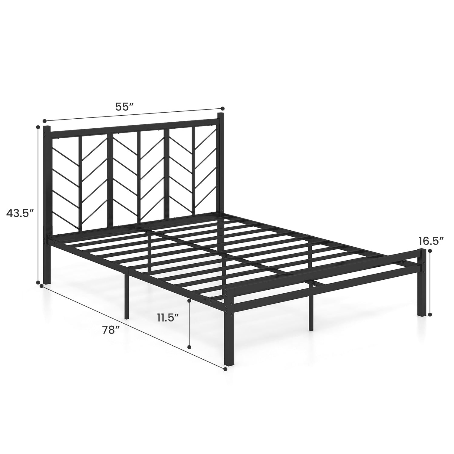 Cama de plataforma tamaño Queen con cabecero y estructura metálica