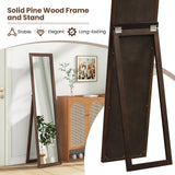 Full Length Mirror with Stand and Solid Wood Frame