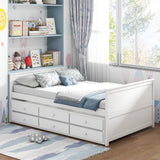 Base de cama matrimonial con nido individual y 3 cajones de almacenamiento para adolescentes y adultos - Blanca