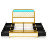 Twin/Full/Queen Size Bed Frame with LED Lights and Charging Station Gold