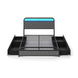 Twin/Full/Queen Size Bed Frame with LED Lights and Charging Station