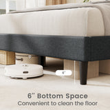 Base de cama de tamaño completo/queen/individual con cabecero tapizado con canal vertical y listones de madera