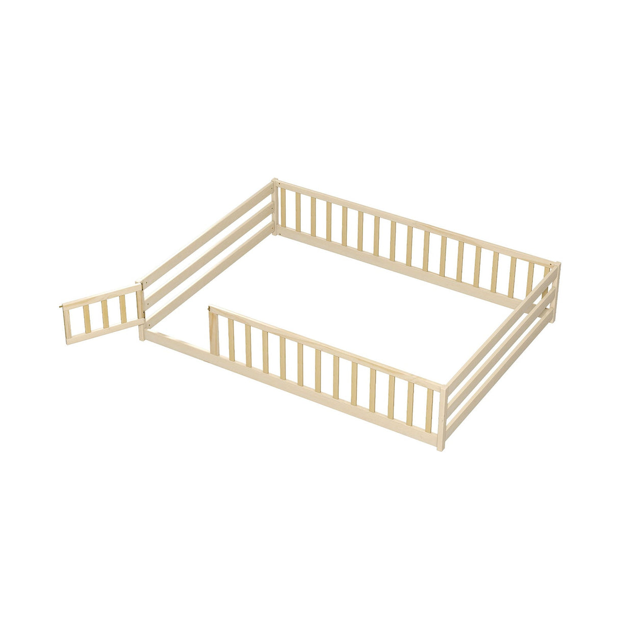 Cama de suelo tamaño completo con barandillas de seguridad de longitud completa