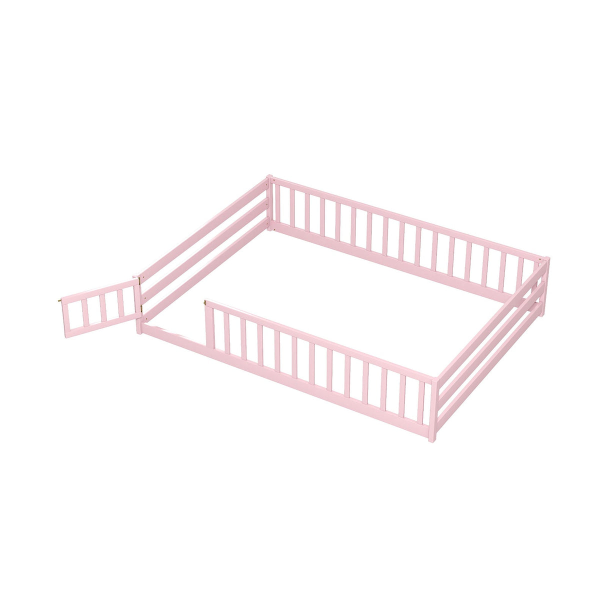Cama de suelo tamaño completo con barandillas de seguridad de longitud completa