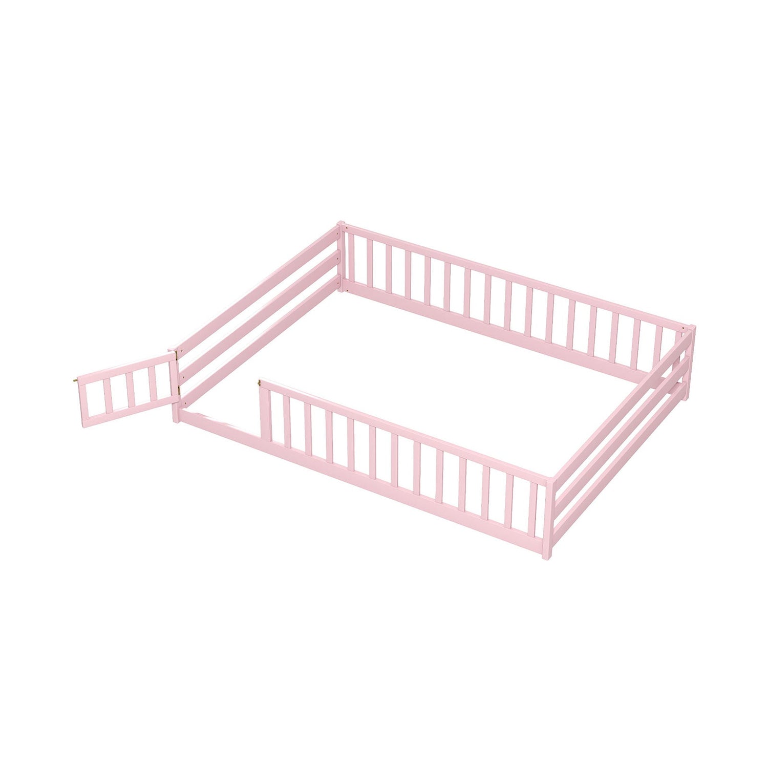 Cama de suelo tamaño completo con barandillas de seguridad de longitud completa