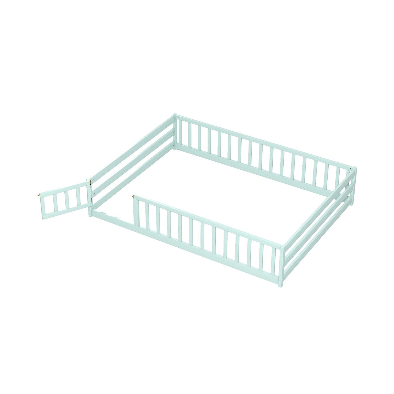 Cama de suelo tamaño completo con barandillas de seguridad de longitud completa