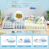 Cama de suelo tamaño completo con barandillas de seguridad de longitud completa