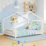 Cama de casa de tamaño completo, cama de piso Montessori con cabecero