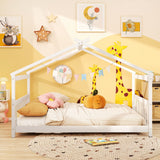 Cama de casa de tamaño completo, cama de piso Montessori con cabecero