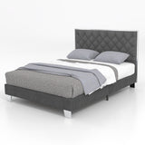 Base de cama tapizada tamaño matrimonial/queen con cabecera de terciopelo
