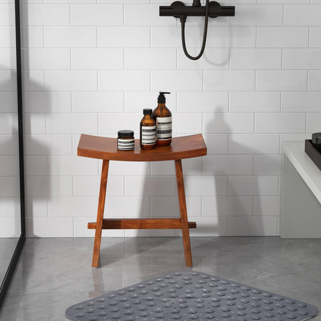 Taburete de ducha de 20 pulgadas completamente ensamblado con asiento curvo para el interior de la ducha
