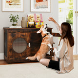 Furniture Style Dog Crate for Small and Medium Dogs with Translucent Window and Lockable Door-Rustic Brown