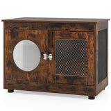 Furniture Style Dog Crate for Small and Medium Dogs with Translucent Window and Lockable Door-Rustic Brown