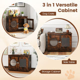Furniture Style Dog Crate for Small and Medium Dogs with Translucent Window and Lockable Door-Rustic Brown
