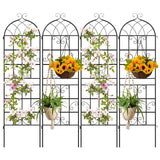 Paquete de 4 celosías metálicas de 180 cm x 50 cm para plantas trepadoras de exterior
