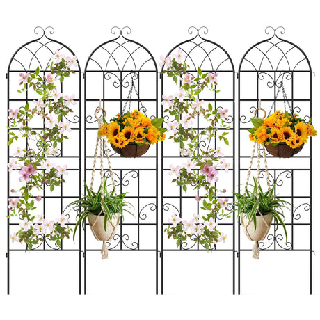 Paquete de 4 celosías metálicas de 180 cm x 50 cm para plantas trepadoras de exterior