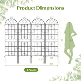 Paquete de 4 celosías metálicas de 180 cm x 50 cm para plantas trepadoras de exterior
