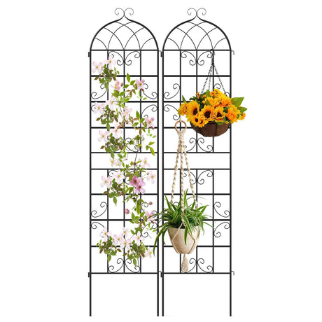 Paquete de 2 celosías metálicas para jardín de 218 x 50 cm para plantas trepadoras de exterior