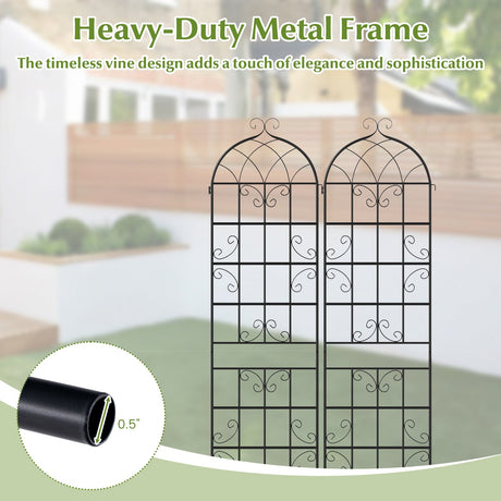 Paquete de 2 celosías metálicas para jardín de 218 x 50 cm para plantas trepadoras de exterior