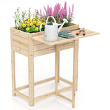 Huerto Elevado de Madera con Patas y Mesa Lateral Plegable