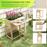 Huerto Elevado de Madera con Patas y Mesa Lateral Plegable