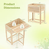 Huerto Elevado de Madera con Patas y Mesa Lateral Plegable