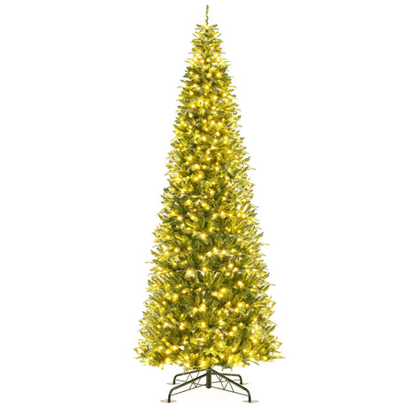 Árbol de Navidad Artificial Plegable Preiluminado de 3,65 m con 2517 Puntas de Ramas de PVC y PE