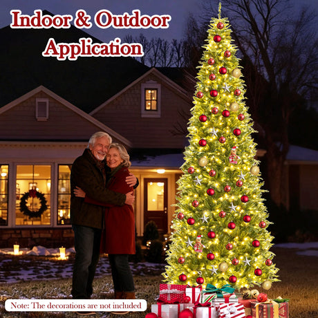 Árbol de Navidad Artificial Plegable Preiluminado de 3,65 m con 2517 Puntas de Ramas de PVC y PE
