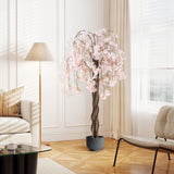 Árbol artificial de flor de cerezo de 5.5 pies de altura con flores rosas/blancas, 1 unidad
