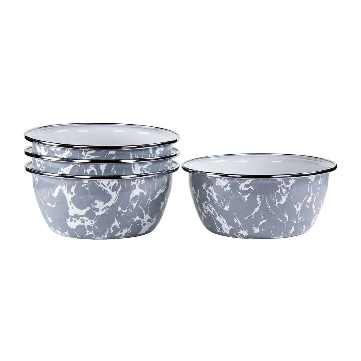 Golden Rabbit Enamelware Salad Bowls - Set of 4