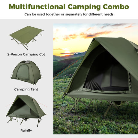 Tienda de campaña plegable para 2 personas, combo de camping elevado para adultos