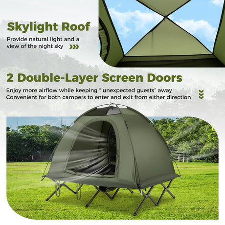 Tienda de campaña plegable para 2 personas, combo de camping elevado para adultos