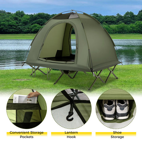 Tienda de campaña plegable para 2 personas, combo de camping elevado para adultos
