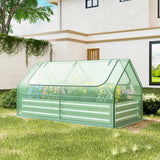 6 x 3 x 3 Feet Galvanized Raised Garden Bed with Greenhouse