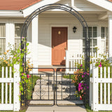Pérgola de jardín con puerta, múltiples travesaños laterales y 4 estacas de suelo afiladas - Negra